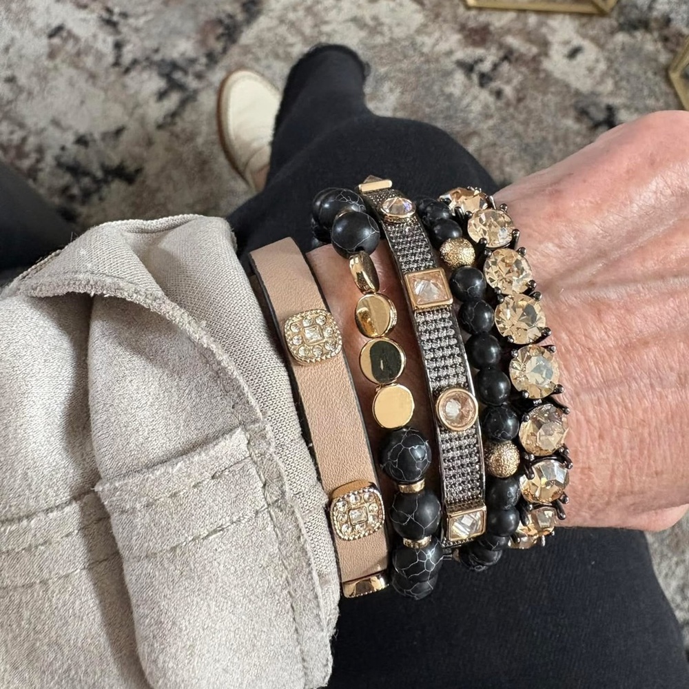 Park Lane “GLOW” Impression Bracelet & Earrings Golden stones SET in hematite. - Picture 10 of 14